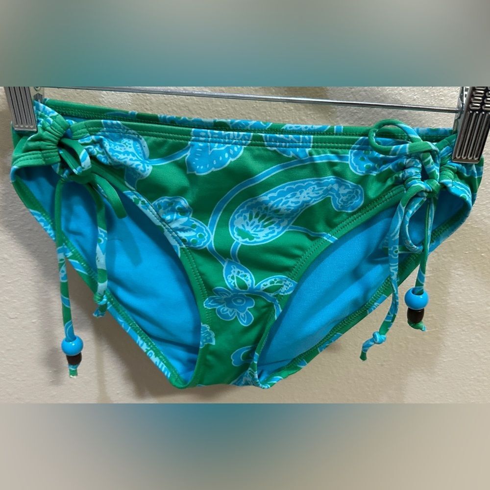 Old Navy Blue Green Bead Tie Bikini Bottoms Women's Sz XS